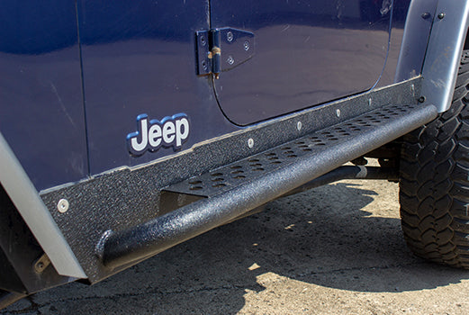 Jeep LJ Rock Slider W/Tube Step Black Powdercoat Fishbone Offroad