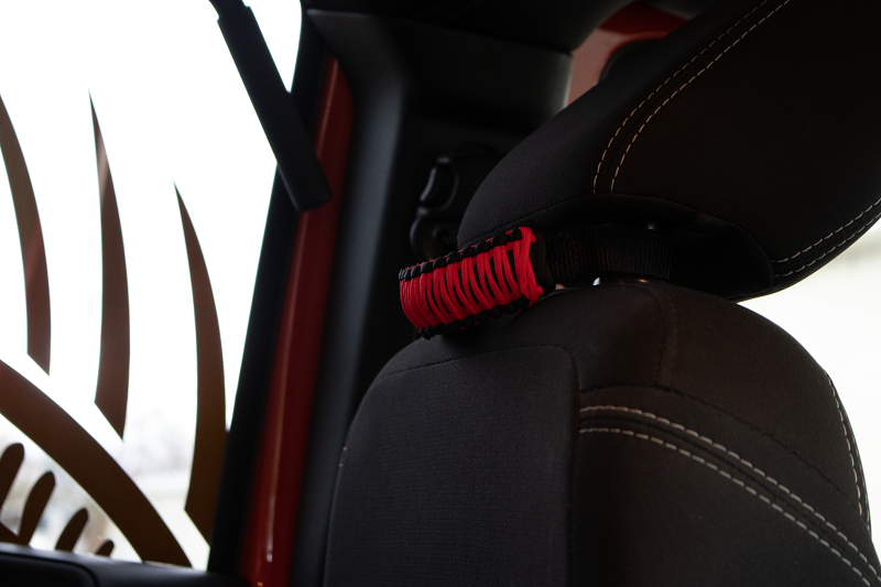 Head Rest Paracord Grab Handles Red Fishbone Offroad