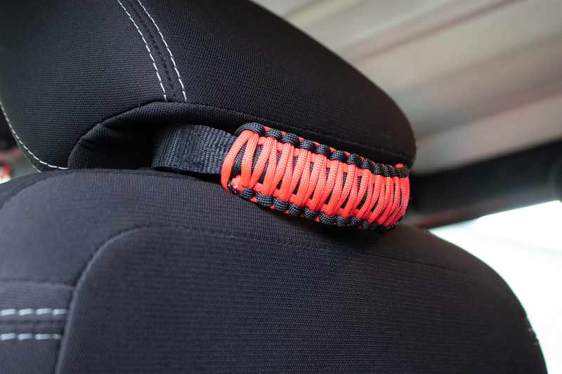 Head Rest Paracord Grab Handles Red Fishbone Offroad