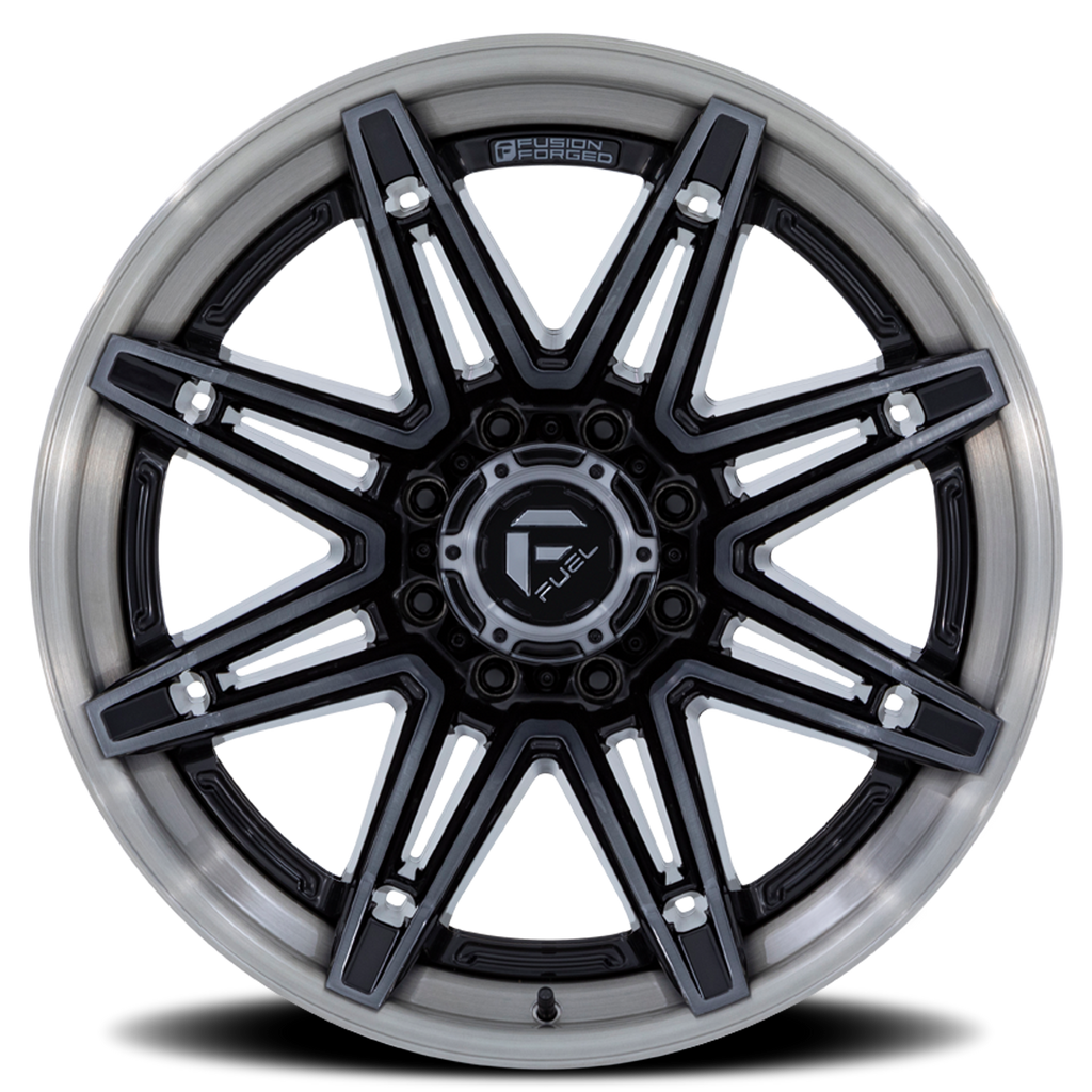 Aluminum Wheels 22X10 Brawl FC401BT 8 On 170 Gloss Black Brushed Dark Tint 125.1 Bore -18 Offset Fuel Off Road Wheels