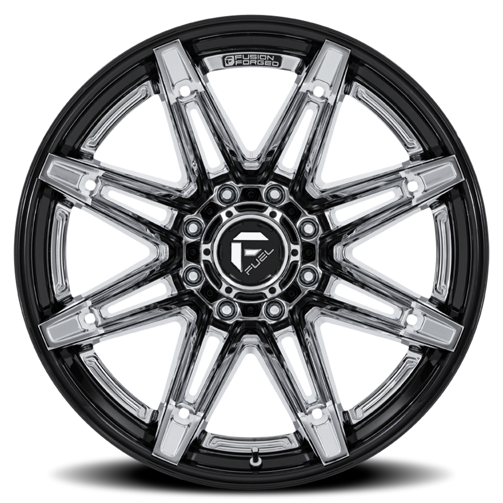 Aluminum Wheels 20X10 Brawl FC401PB 8 On 180 Chrome/Gloss Black Lip 124.2 Bore -18 Offset Fuel Off Road Wheels