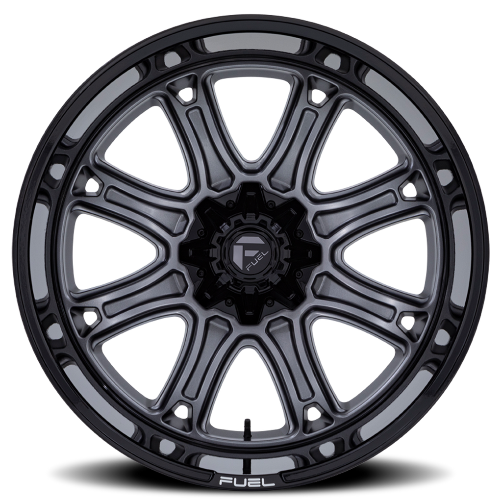 Aluminum Wheels 22X9 Darkstar FC853AB 6 On 135/6 On 139.7 Matte Gunmetal Gray/Black Lip 106.1 Bore 1 Offset Fuel Off Road Wheels