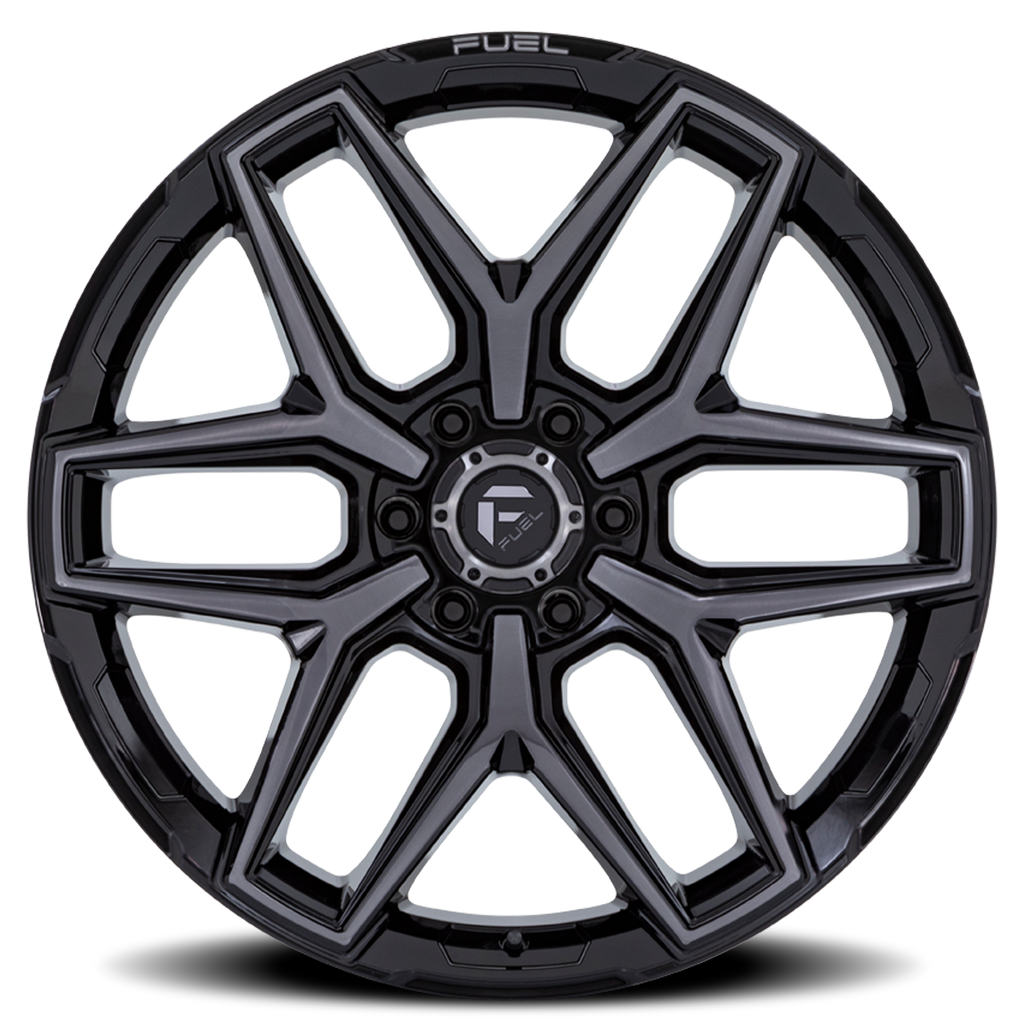 Aluminum Wheels 20X9 Flux 6 FC854BT 6 On 139.7 Gloss Black Brushed Gray Tint 106.1 Bore 20 Offset Fuel Off Road Wheels