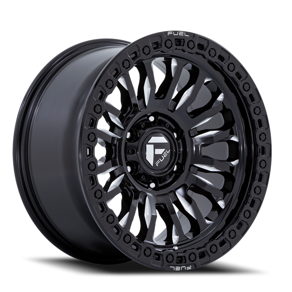 Aluminum Wheels 17X9 Rincon SBL FC857BE 5 On 127 Gloss Black Milled 71.5 Bore 1 Offset Fuel Off Road Wheels