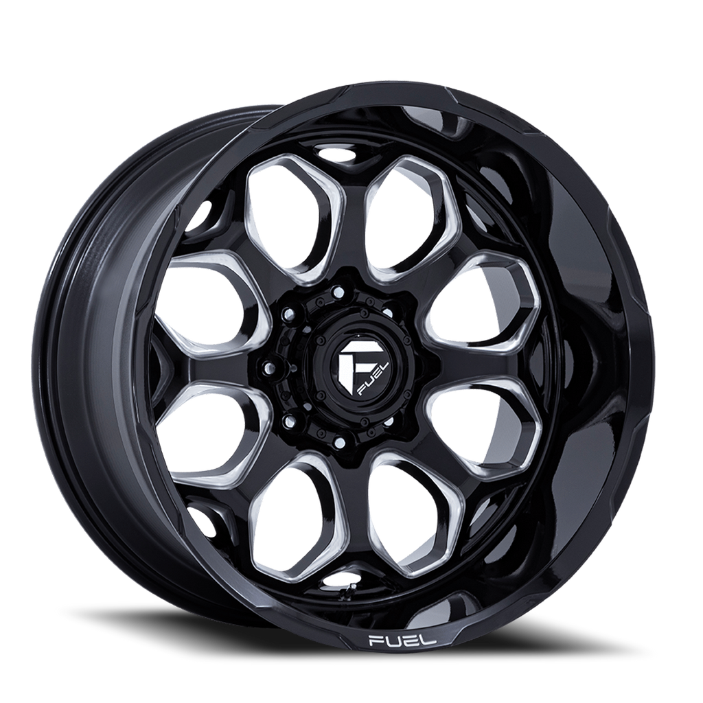 Aluminum Wheels 22X10 Scepter FC862 BE 8 On 165.1 Gloss Black Milled 125.1 Bore -18 Offset Fuel Off Road Wheels