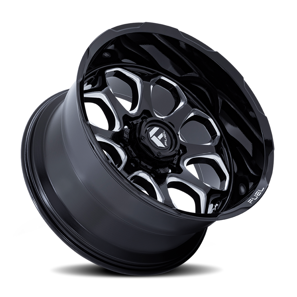 Aluminum Wheels 22X10 Scepter FC862 BE 8 On 165.1 Gloss Black Milled 125.1 Bore -18 Offset Fuel Off Road Wheels