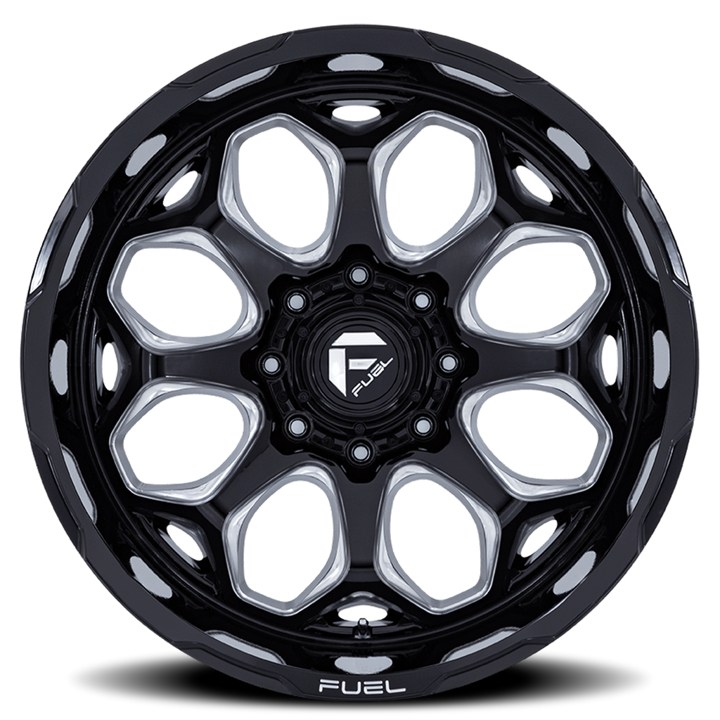 Aluminum Wheels 22X10 Scepter FC862 BE 8 On 165.1 Gloss Black Milled 125.1 Bore -18 Offset Fuel Off Road Wheels