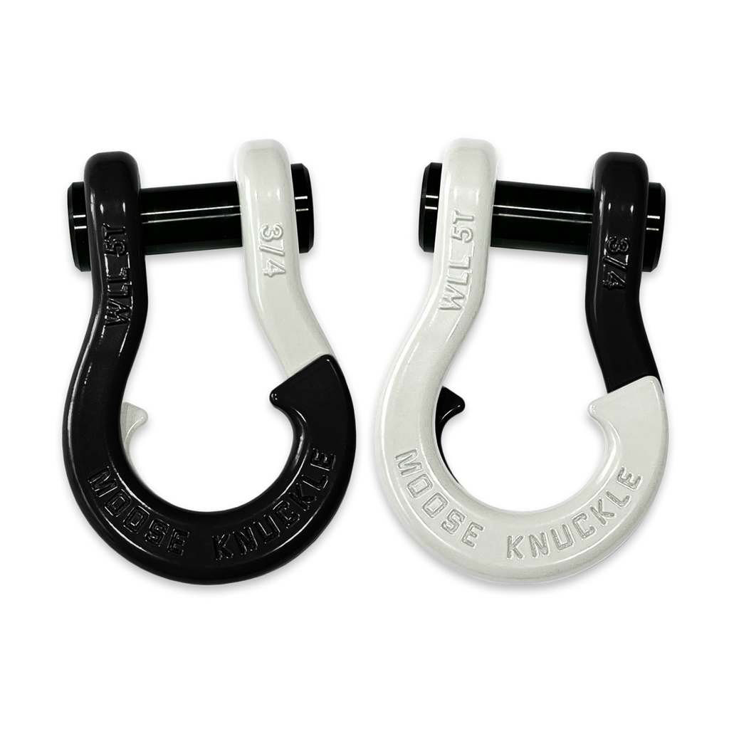 Jowl Recovery Split Shackle 3/4 Black Hole and Pure White Combo Moose Knuckle Offroad