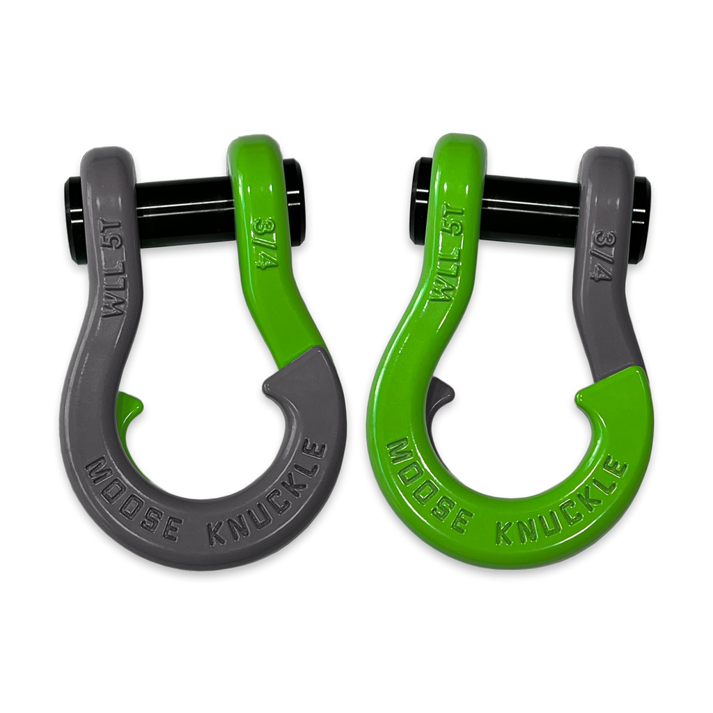 Jowl Recovery Split Shackle 3/4 Gun Gray and Sublime Green Combo Moose Knuckle Offroad