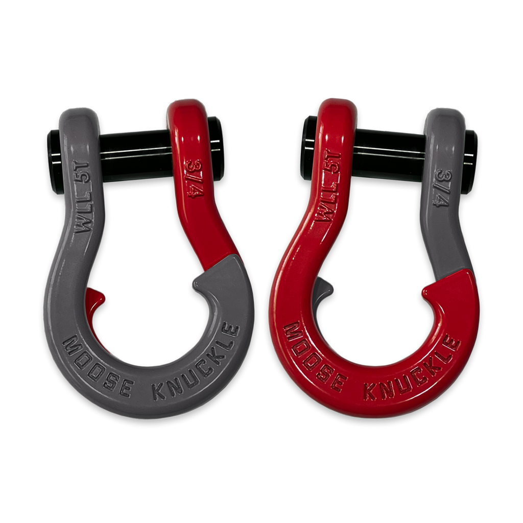 Jowl Recovery Split Shackle 3/4 Gun Gray and Flame Red Combo Moose Knuckle Offroad