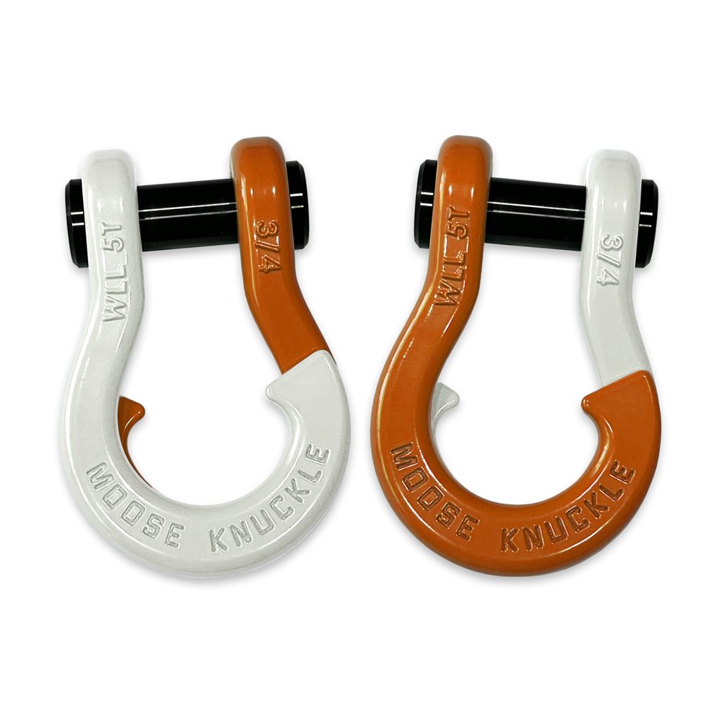 Jowl Recovery Split Shackle 3/4 Pure White and Obscene Orange Combo Moose Knuckle Offroad