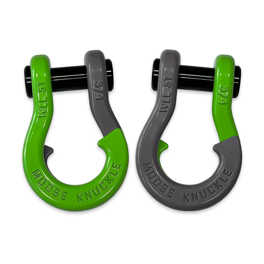 Jowl Recovery Split Shackle 3/4 Sublime Green and Gun Gray Combo Moose Knuckle Offroad