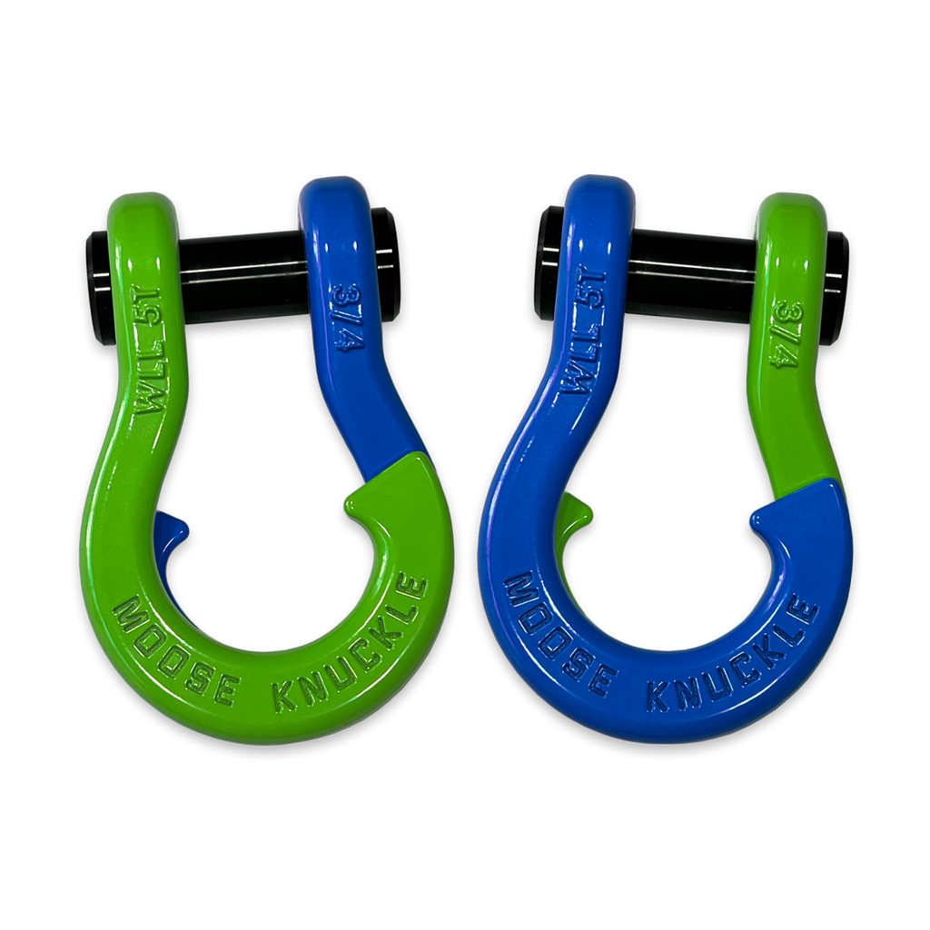 Jowl Recovery Split Shackle 3/4 Sublime Green and Blue Balls Combo Moose Knuckle Offroad