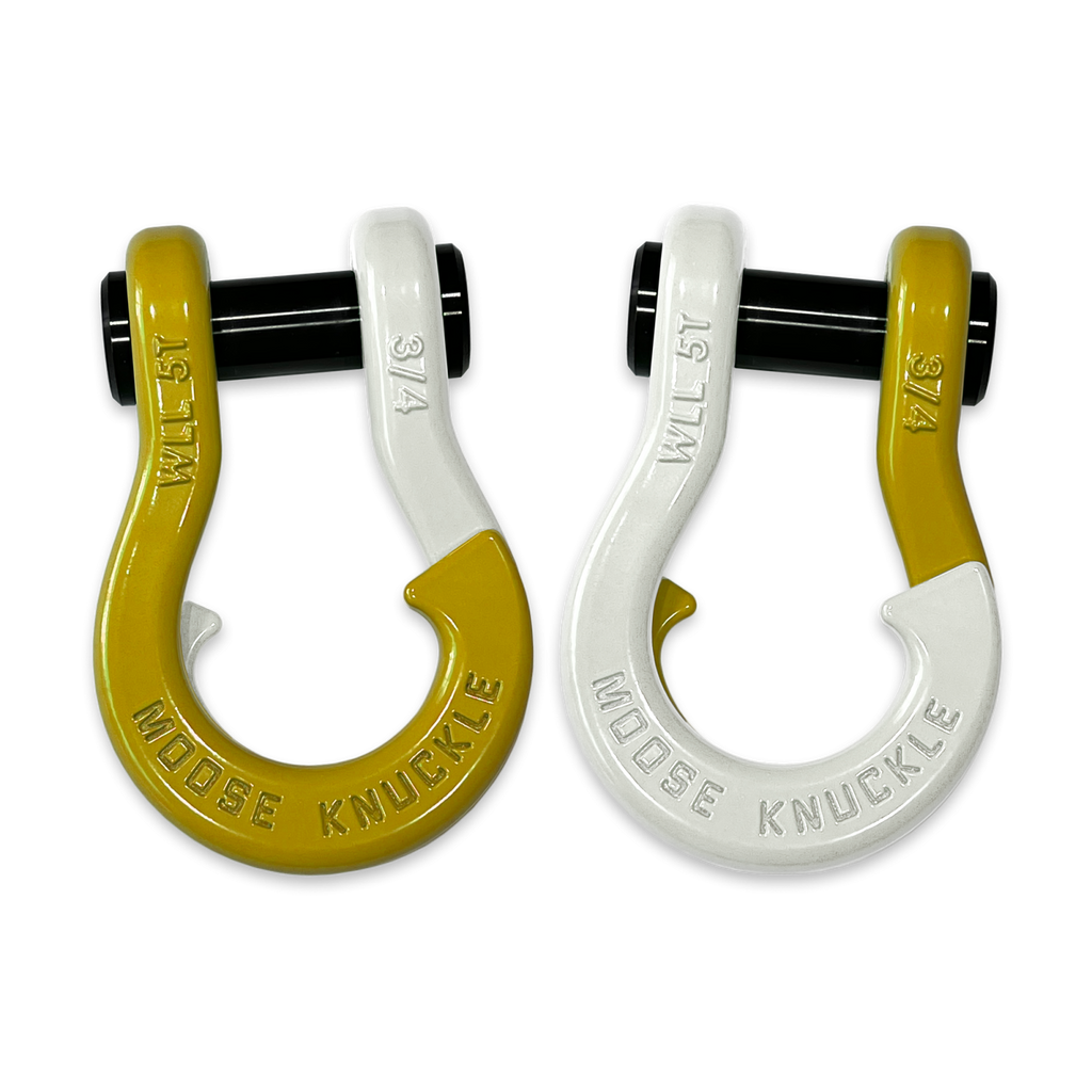 Jowl Recovery Split Shackle 3/4 Detonator Yellow and Pure White Combo Moose Knuckle Offroad
