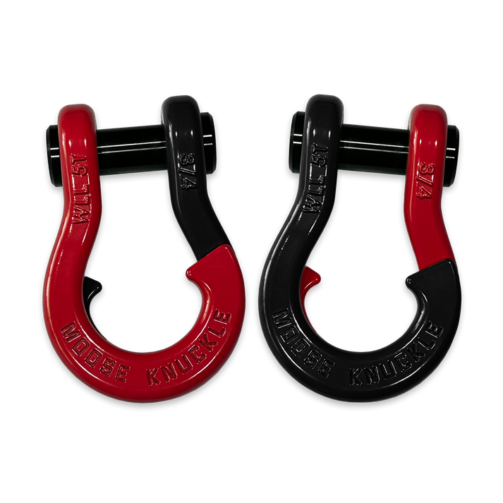 Jowl Recovery Split Shackle 3/4 Flame Red and Black Hole Combo Moose Knuckle Offroad
