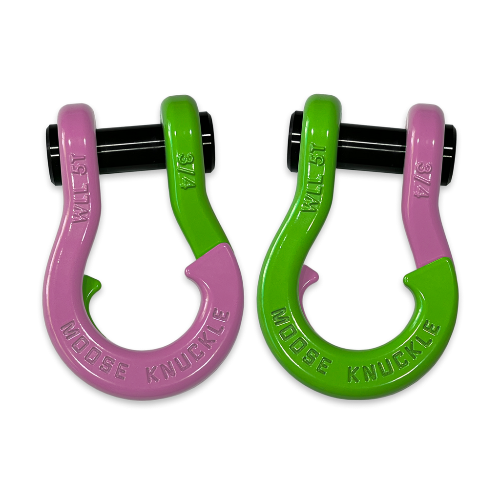 Jowl Recovery Split Shackle 3/4 Pretty Pink and Sublime Green Combo Moose Knuckle Offroad