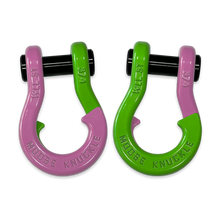 Load image into Gallery viewer, Jowl Recovery Split Shackle 3/4 Pretty Pink and Sublime Green Combo Moose Knuckle Offroad