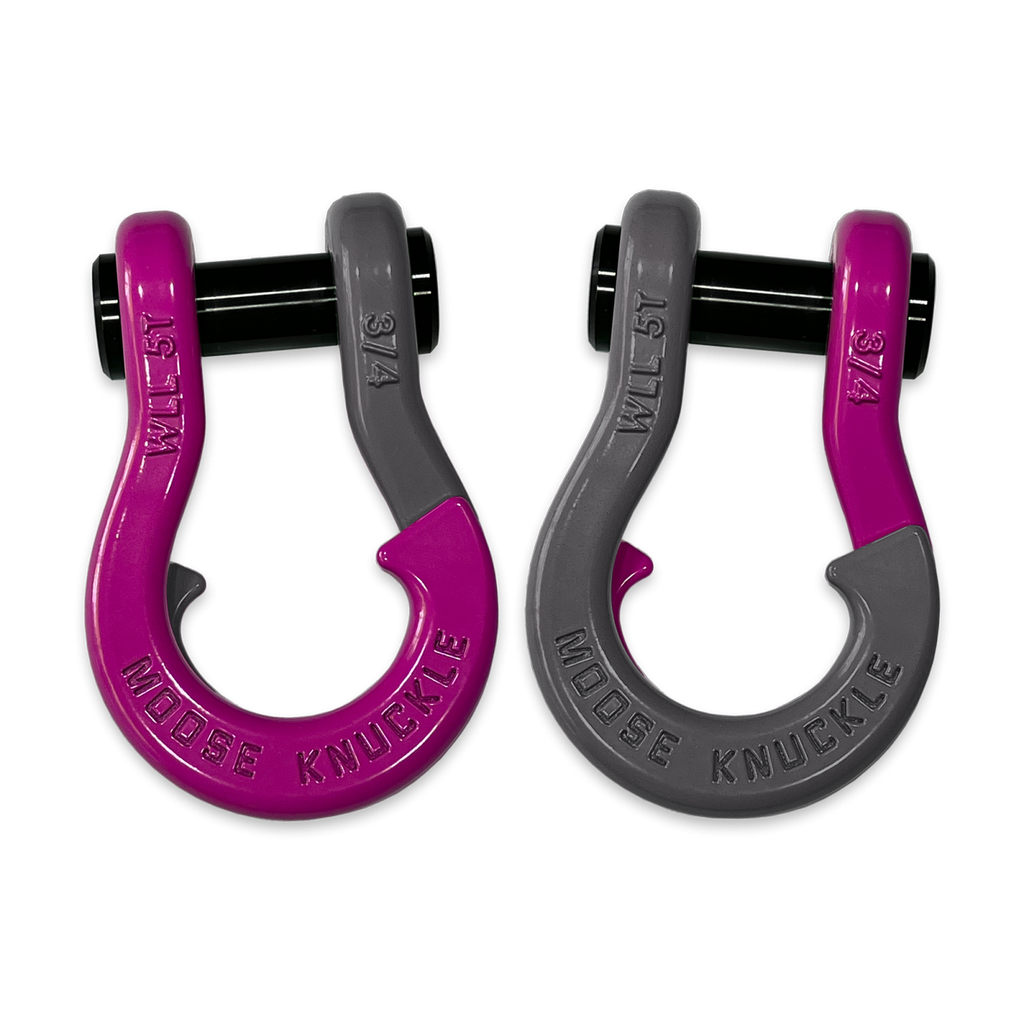 Jowl Recovery Split Shackle 3/4 Pogo Pink and Gun Gray Combo Moose Knuckle Offroad