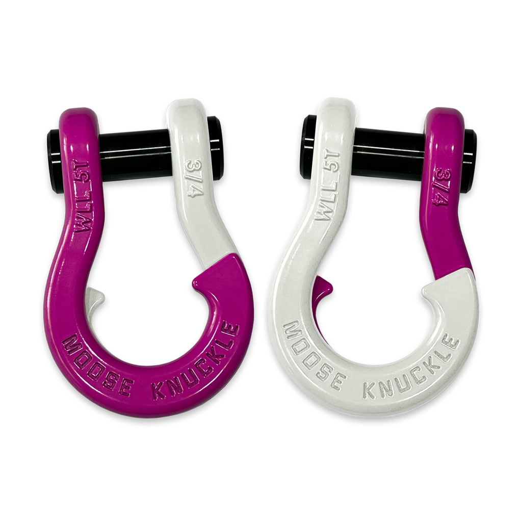 Jowl Recovery Split Shackle 3/4 Pogo Pink and Pure White Combo Moose Knuckle Offroad