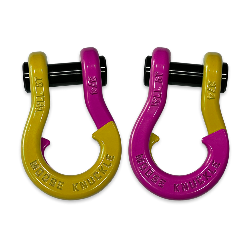 Jowl Recovery Split Shackle 3/4 Detonator Yellow and Pogo Pink Combo Moose Knuckle Offroad