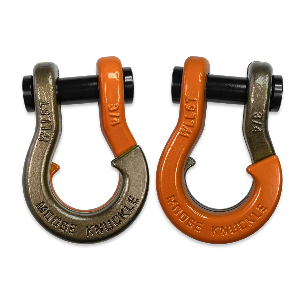 Jowl Recovery Split Shackle 3/4 Buff Bronze and Obscene Orange Combo Moose Knuckle Offroad