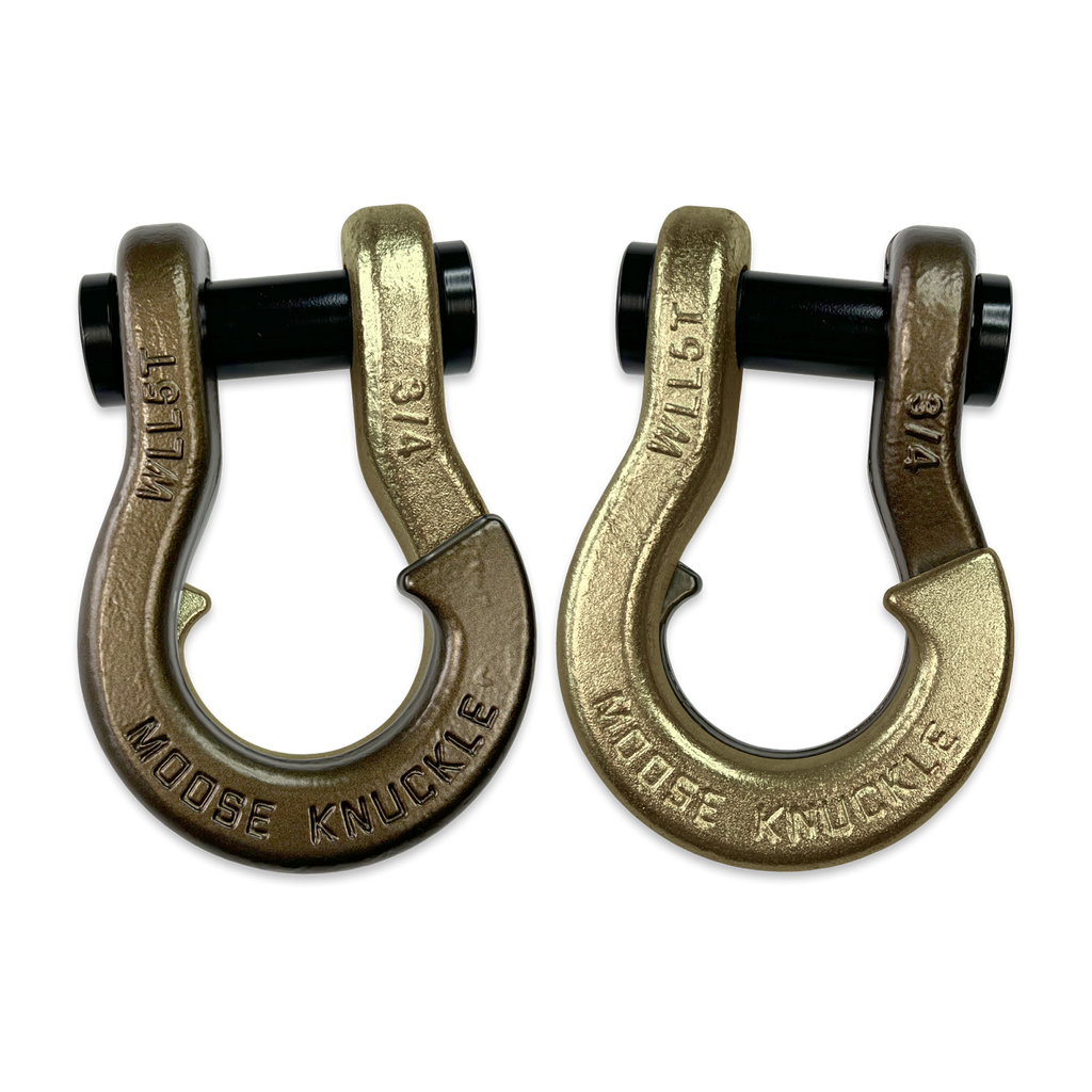 Jowl Recovery Split Shackle 3/4 Buff Bronze and Brass Knuckle Combo Moose Knuckle Offroad