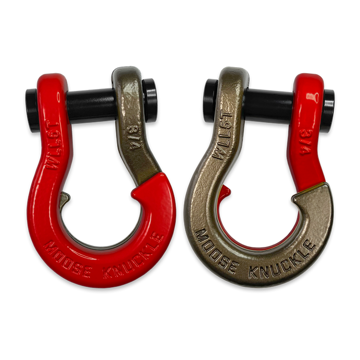 Jowl Recovery Split Shackle 3/4 Flame Red and Buff Bronze Combo Moose Knuckle Offroad