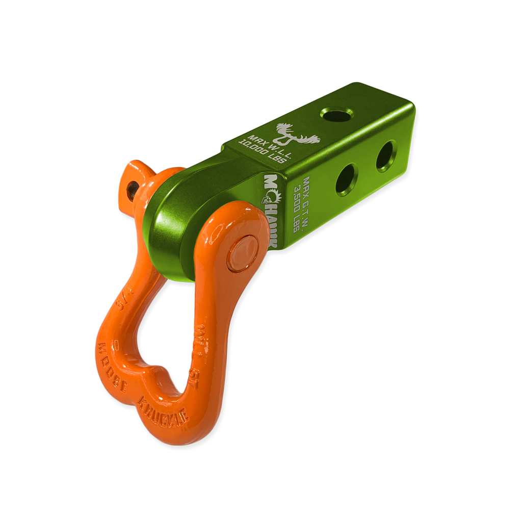 XL 3/4 Shackle and Mohawk 2.0 Receiver Combo Bean Green / Obscene Orange Moose Knuckle Offroad