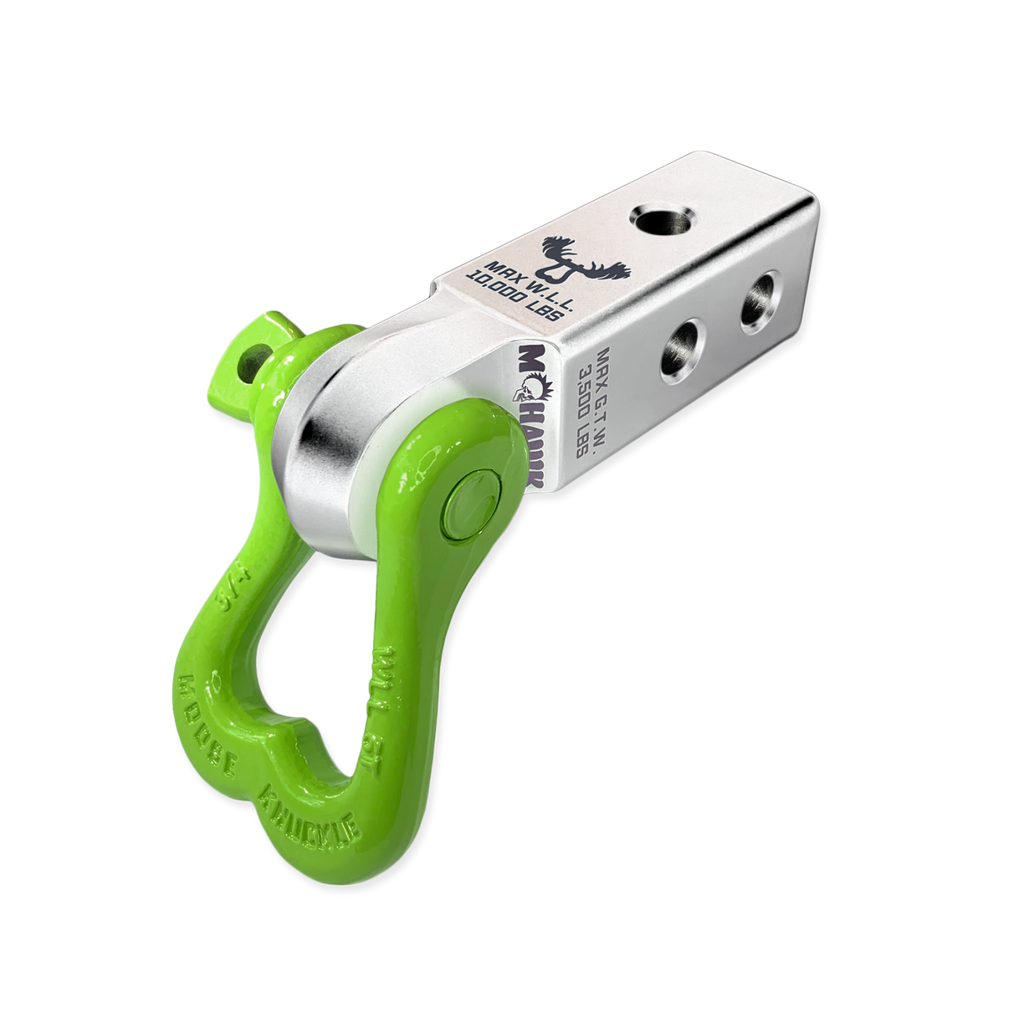 XL 3/4 Shackle and Mohawk 2.0 Receiver Combo Atomic Silver / Sublime Green Moose Knuckle Offroad