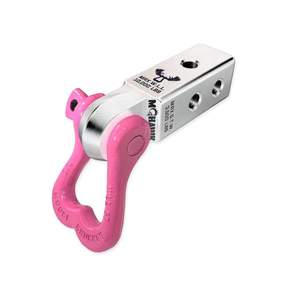 XL 3/4 Shackle and Mohawk 2.0 Receiver Combo Atomic Silver / Pretty Pink Moose Knuckle Offroad