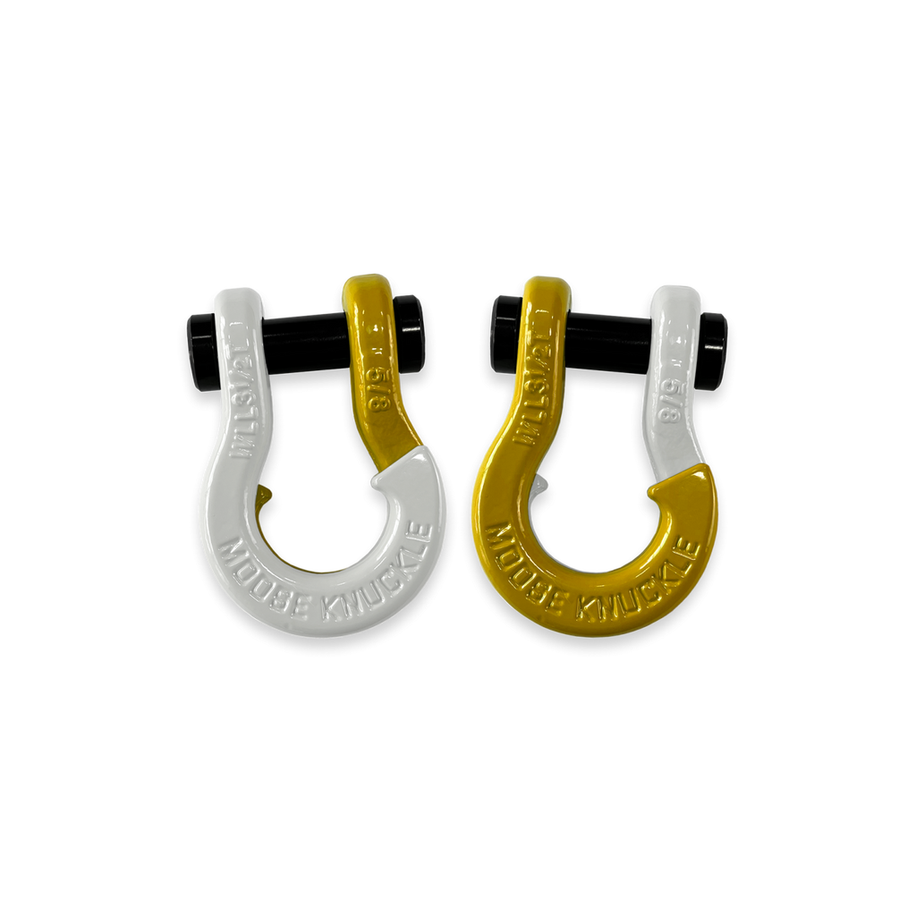 Jowl SxS Recovery Split Shackle 5/8 Pure White and Detonator Yellow Combo Moose Knuckle Offroad