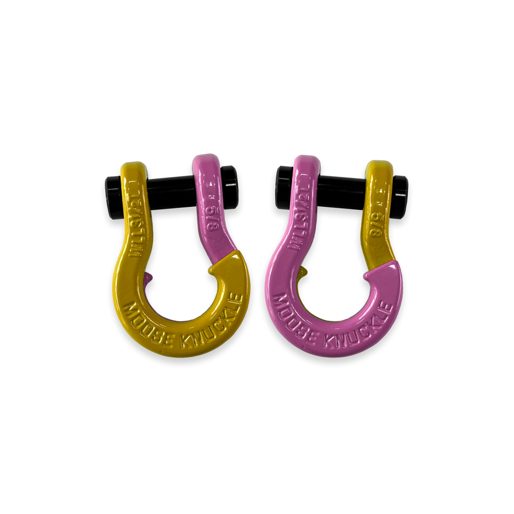 Jowl SxS Recovery Split Shackle 5/8 Detonator Yellow and Pretty Pink Combo Moose Knuckle Offroad