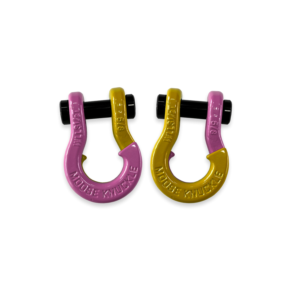 Jowl SxS Recovery Split Shackle 5/8 Pretty Pink and Detonator Yellow Combo Moose Knuckle Offroad