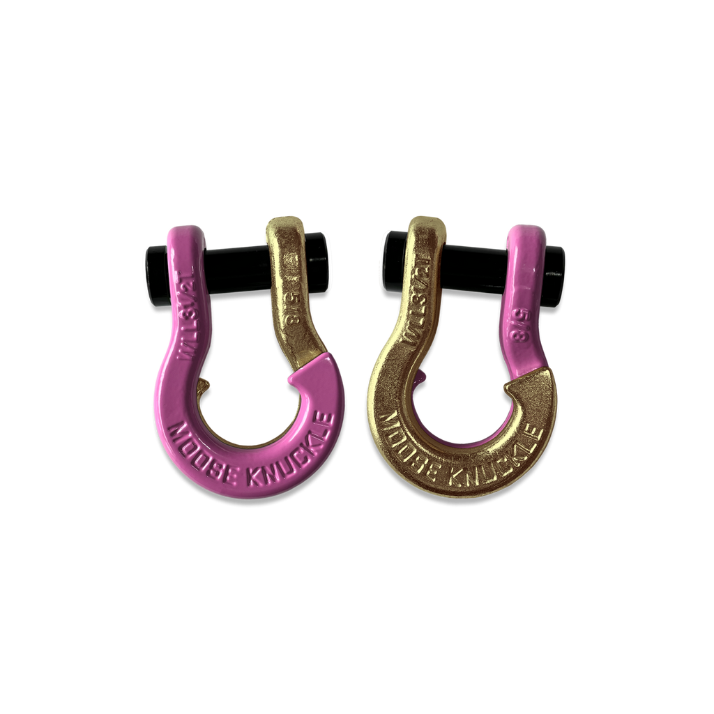 Jowl SxS Recovery Split Shackle 5/8 Pretty Pink and Brass Knuckle Combo Moose Knuckle Offroad