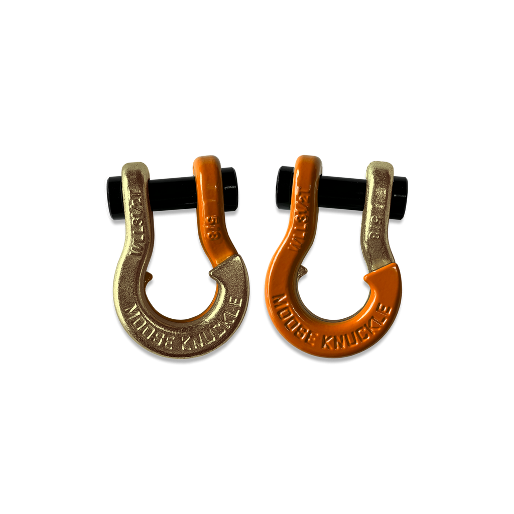 Jowl SxS Recovery Split Shackle 5/8 Brass Knuckle and Obscene Orange Combo Moose Knuckle Offroad