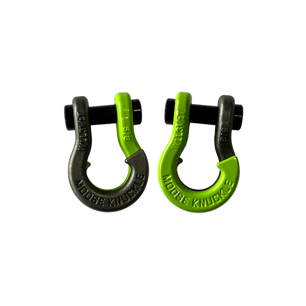 Jowl SxS Recovery Split Shackle 5/8 Raw Dog and Sublime Green Combo Moose Knuckle Offroad