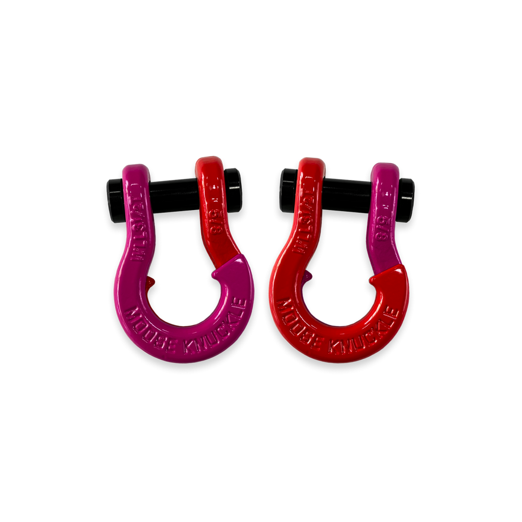 Jowl SxS Recovery Split Shackle 5/8 Pogo Pink and Flame Red Combo Moose Knuckle Offroad