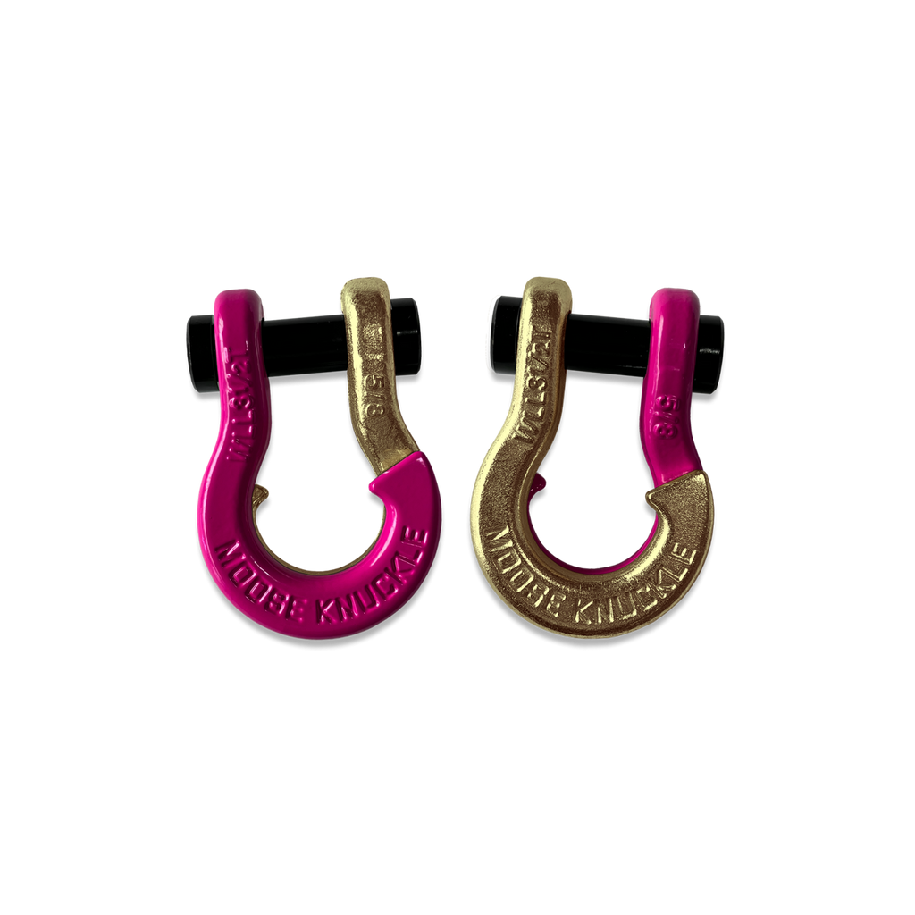 Jowl SxS Recovery Split Shackle 5/8 Pogo Pink and Brass Knuckle Combo Moose Knuckle Offroad