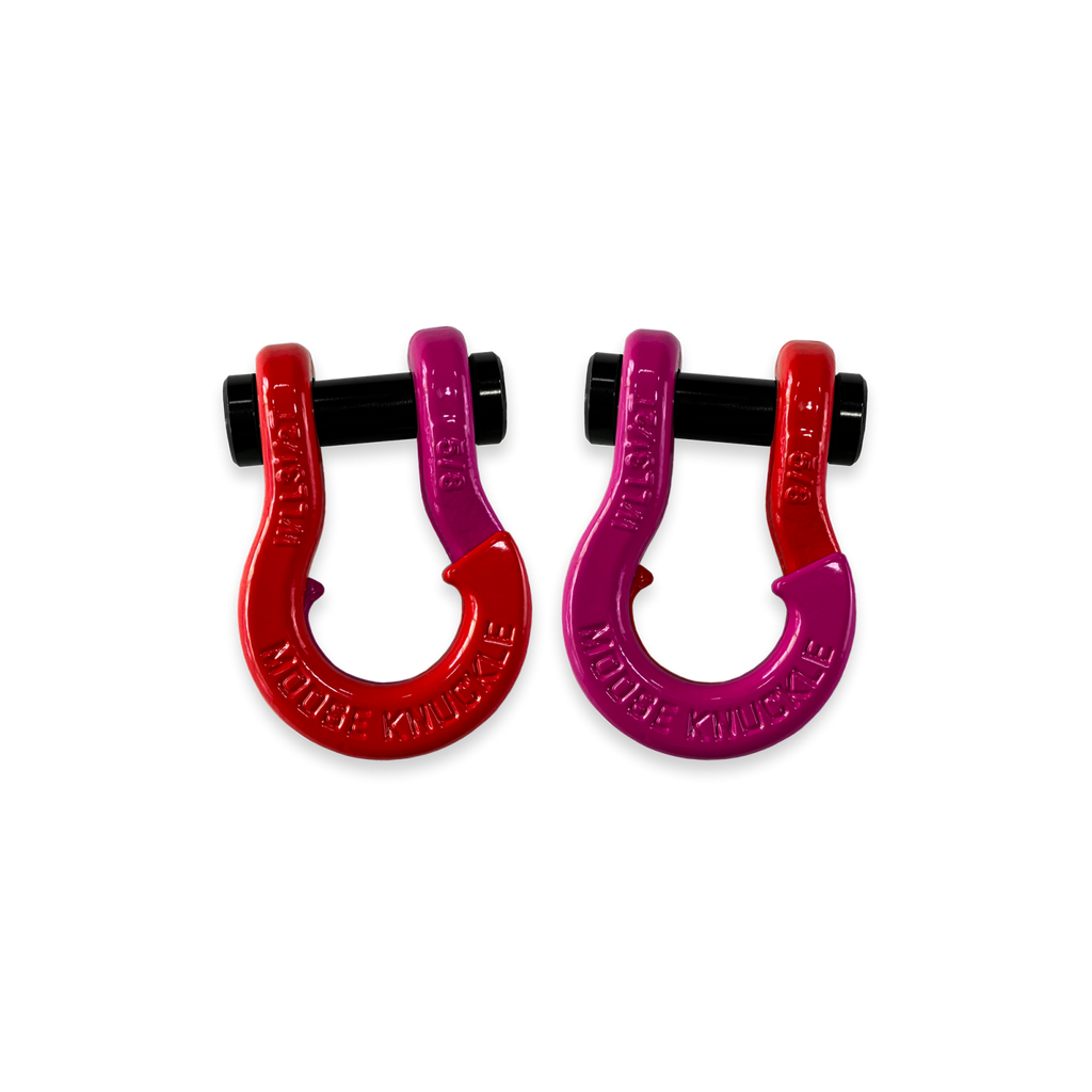 Jowl SxS Recovery Split Shackle 5/8 Flame Red and Pogo Pink Combo Moose Knuckle Offroad