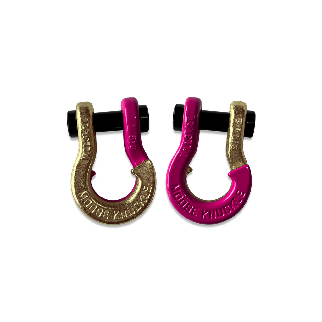 Jowl SxS Recovery Split Shackle 5/8 Brass Knuckle and Pogo Pink Combo Moose Knuckle Offroad