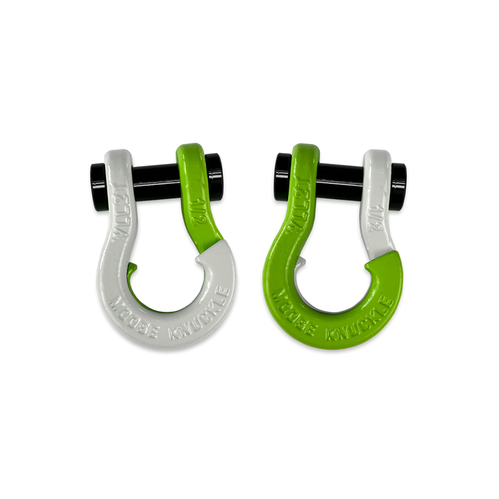 Jowl SxS Recovery Split Shackle 1/2 Pure White and Sublime Green Combo Moose Knuckle Offroad