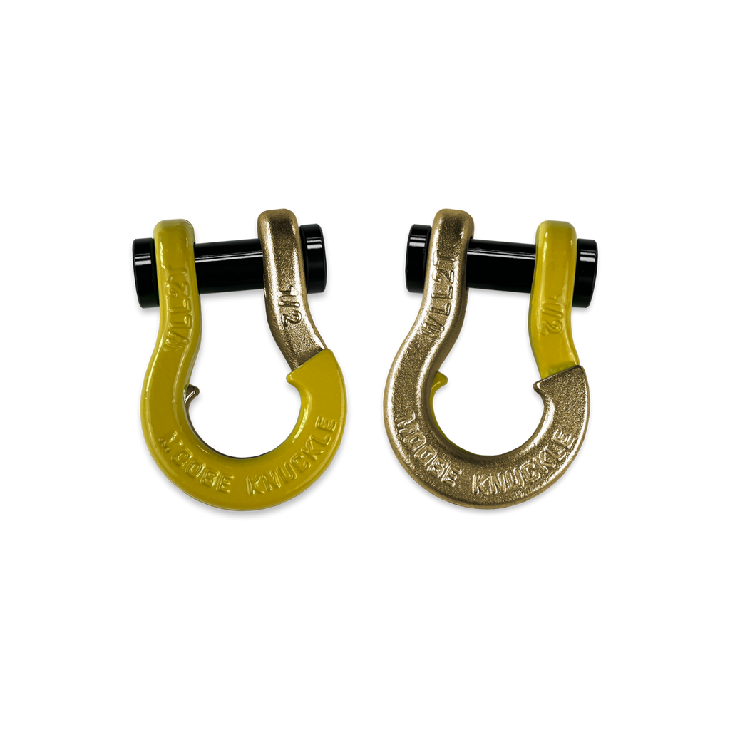Jowl SxS Recovery Split Shackle 1/2 Detonator Yellow and Brass Knuckle Combo Moose Knuckle Offroad