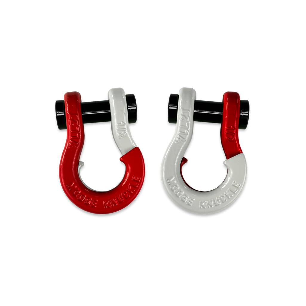 Jowl SxS Recovery Split Shackle 1/2 Flame Red and Pure White Combo Moose Knuckle Offroad