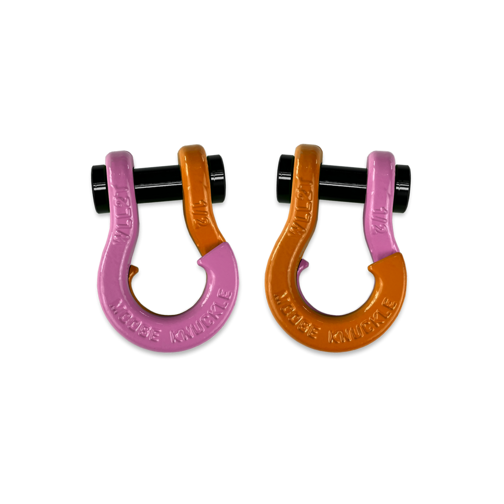 Jowl SxS Recovery Split Shackle 1/2 Pretty Pink and Obscene Orange Combo Moose Knuckle Offroad