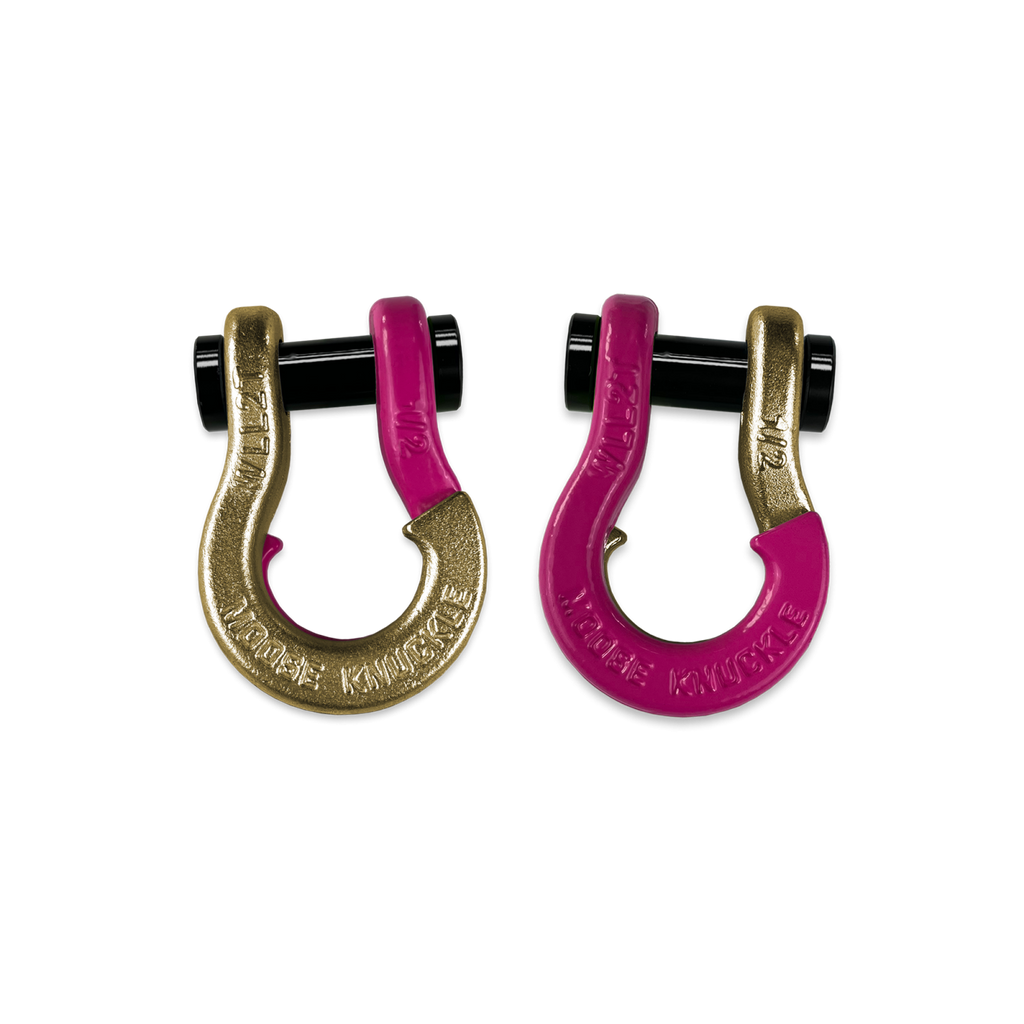 Jowl SxS Recovery Split Shackle 1/2 Brass Knuckle and Pogo Pink Combo Moose Knuckle Offroad