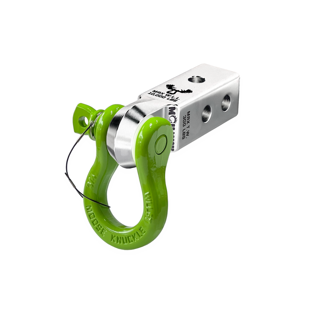 B'oh 3/4 Spin Pin Shackle and Mohawk 2.0 Receiver Combo Atomic Silver / Sublime Green Moose Knuckle Offroad