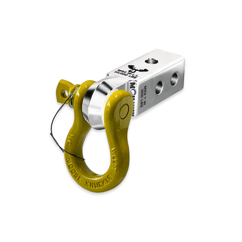 B'oh 3/4 Spin Pin Shackle and Mohawk 2.0 Receiver Combo Atomic Silver / Detonator Yellow Moose Knuckle Offroad