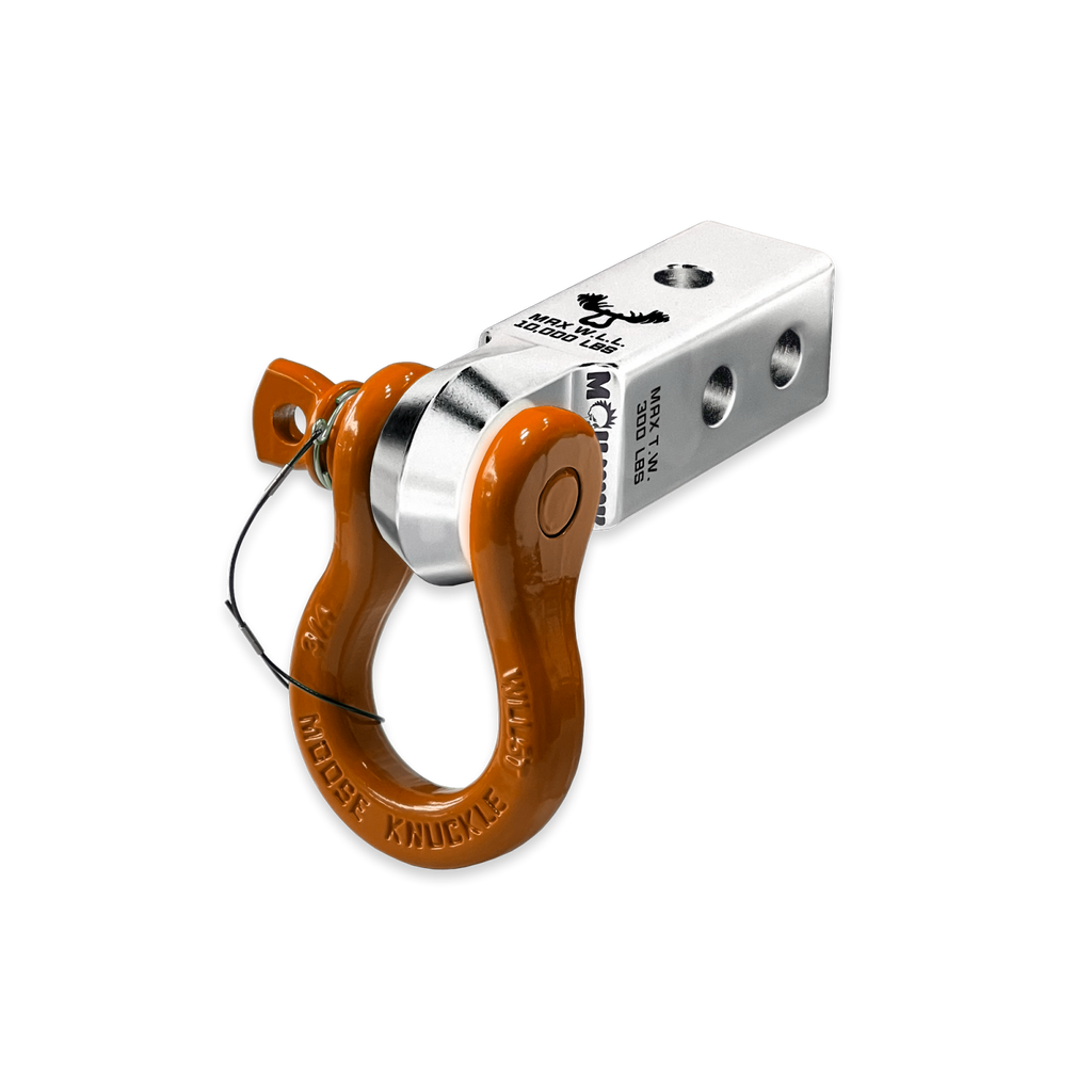 B'oh 3/4 Spin Pin Shackle and Mohawk 2.0 Receiver Combo Atomic Silver / Obscene Orange Moose Knuckle Offroad