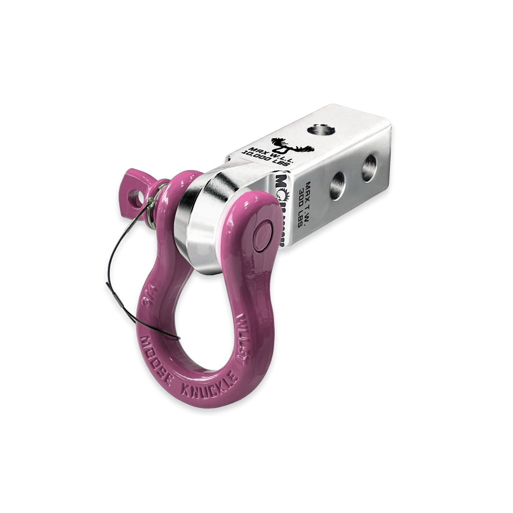B'oh 3/4 Spin Pin Shackle and Mohawk 2.0 Receiver Combo Atomic Silver / Pretty Pink Moose Knuckle Offroad