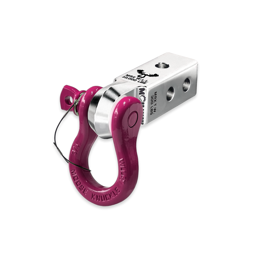 B'oh 3/4 Spin Pin Shackle and Mohawk 2.0 Receiver Combo Atomic Silver / Pogo Pink Moose Knuckle Offroad